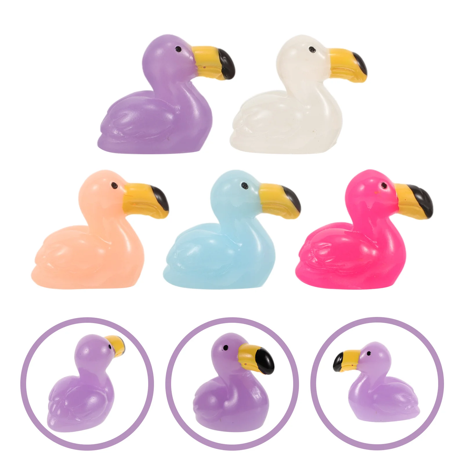 

50 Pcs Flamingo Decoration Glow The Dark Figurine Statuette Centerpieces Resin Party Decorations