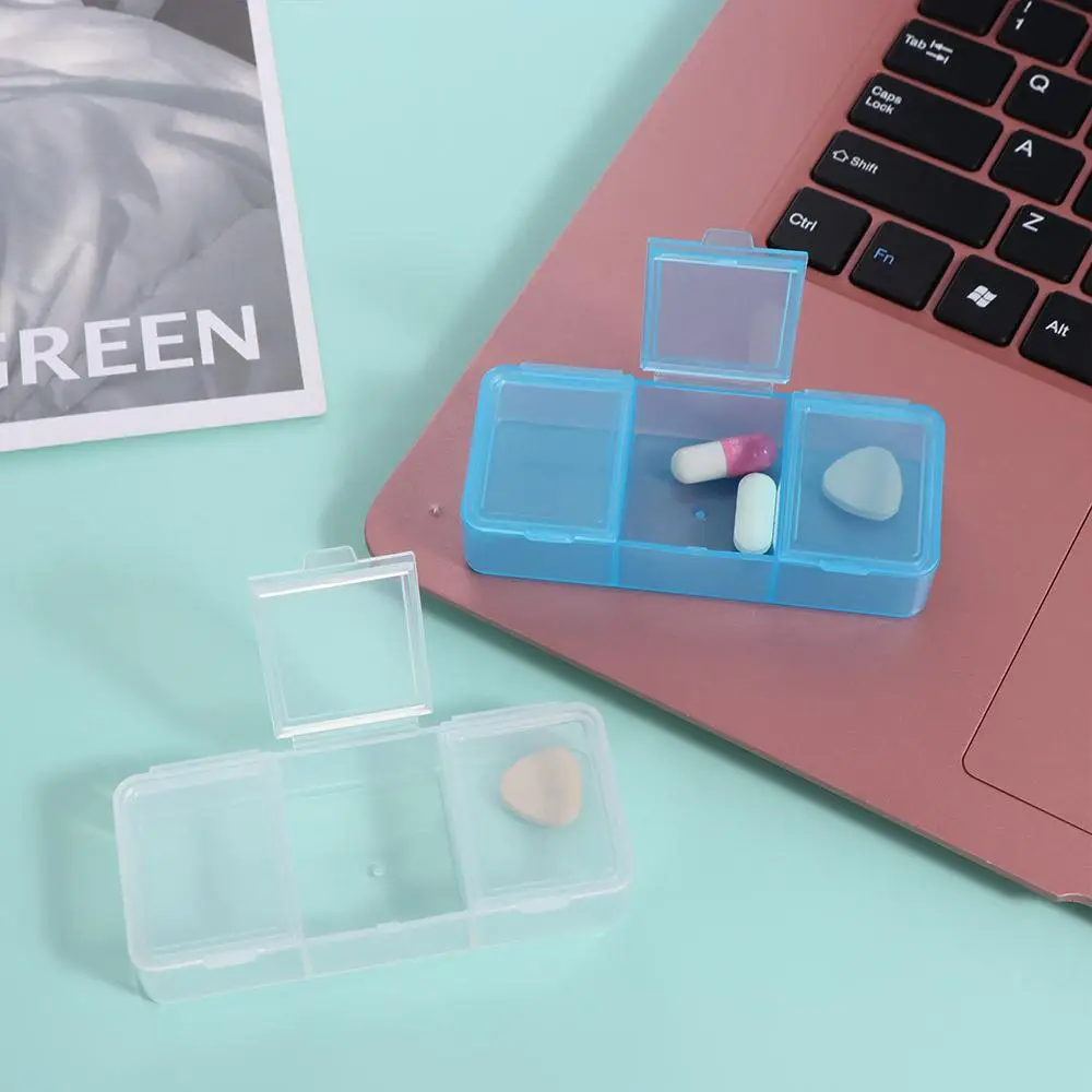 Langlebige Mini-Pillendose mit 3 Gittern, Kunststoff-Medizinbox für Medikamente, multifunktionale Mehrzweck-Pillen-Aufbewahrungsbox für die Mitte