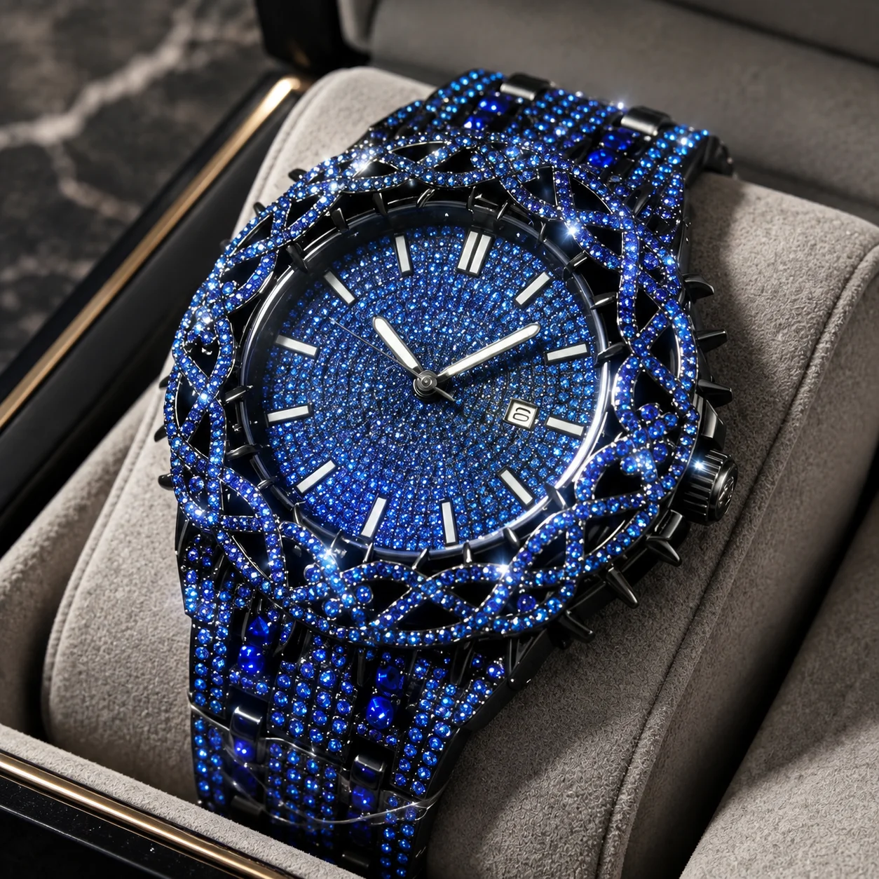 Men's personalized watch, thorn surround shape watch body, with date function dial, suitable for multi-scene wear
