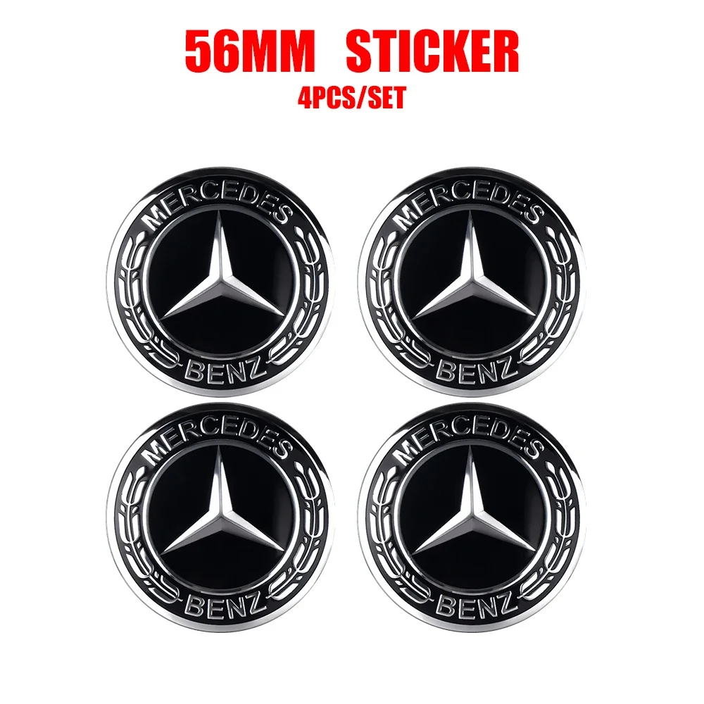 4pcs 56/60/65mm Car Wheel Center Hub Stickers 60/63/68mm Car Wheel Center Hub Caps Auto Decoration Accessories For Mercedes-Benz