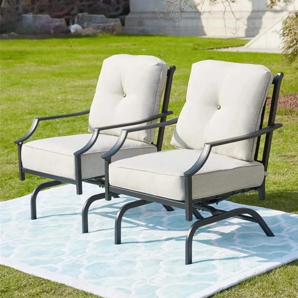 

Rocking Patio Chairs, Black Dining Bistro Set with Padded Cushion, Conversation Bistro Set