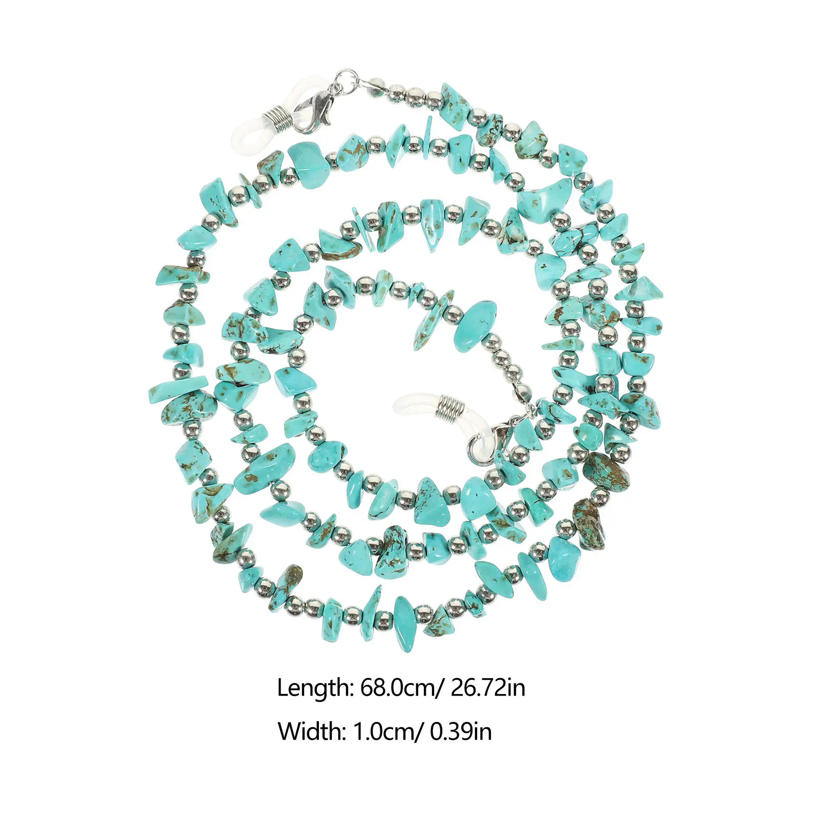 Eyeglasses Strap Turquoise Irregular Beaded Anti-Lost Glasses Chain Lanyard Holder for Sunglasses Reading Glasses Accessories