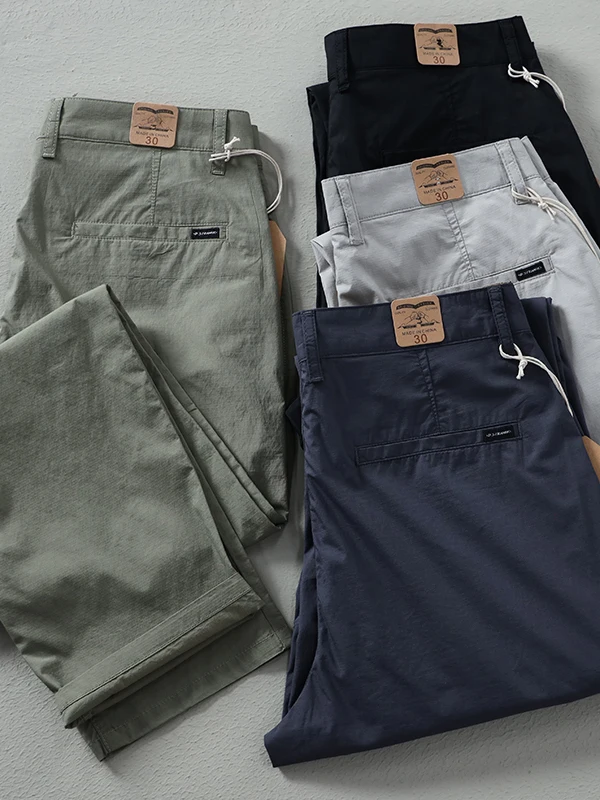 

Men's Casual Straight Leg Pants Loose Fit Plaid Texture Summer Faion Trendy Straight Tube Pants mid Waist Zipper Fly