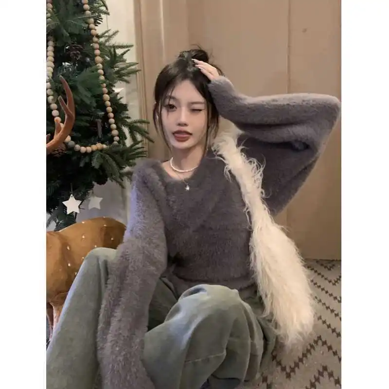 

Sweaters Jumpers Pullovers Women Pullover Youngla O Neck Patch Pocket Coffee Tassels Weekend Lazy Lounging Functional Practical