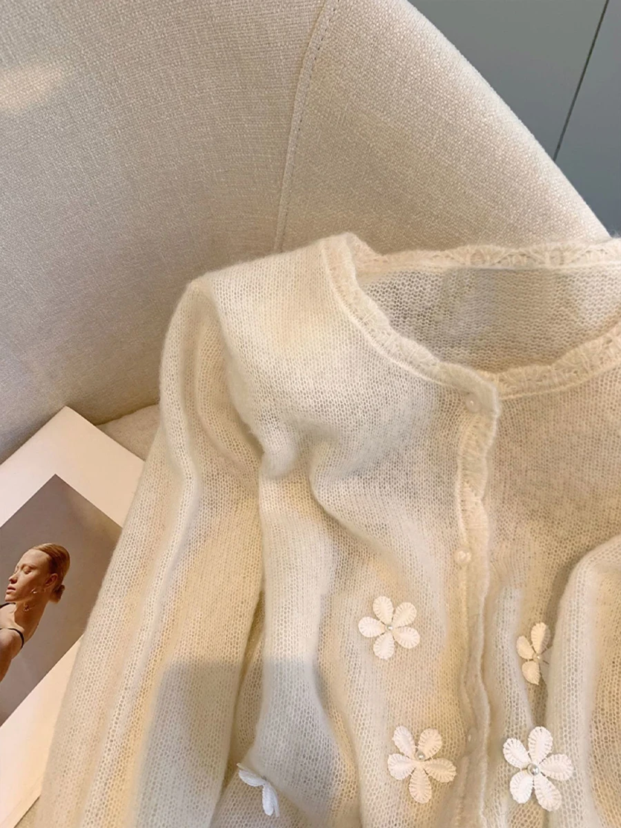 

Sli Knitted Cardigan Sweet 3D Flower Design Men Women Autumn Unique Beautiful Versatile Lovely Top Casual Regular Fit Lon...