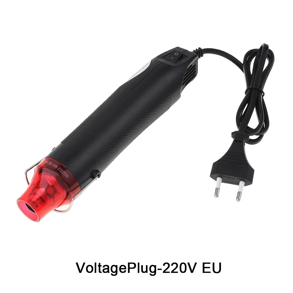 220V 300W Diy Using Heat Gun Electric Tool for Heating DIY Accessories and EU Plug with Shrink Plastic, and Black Surface