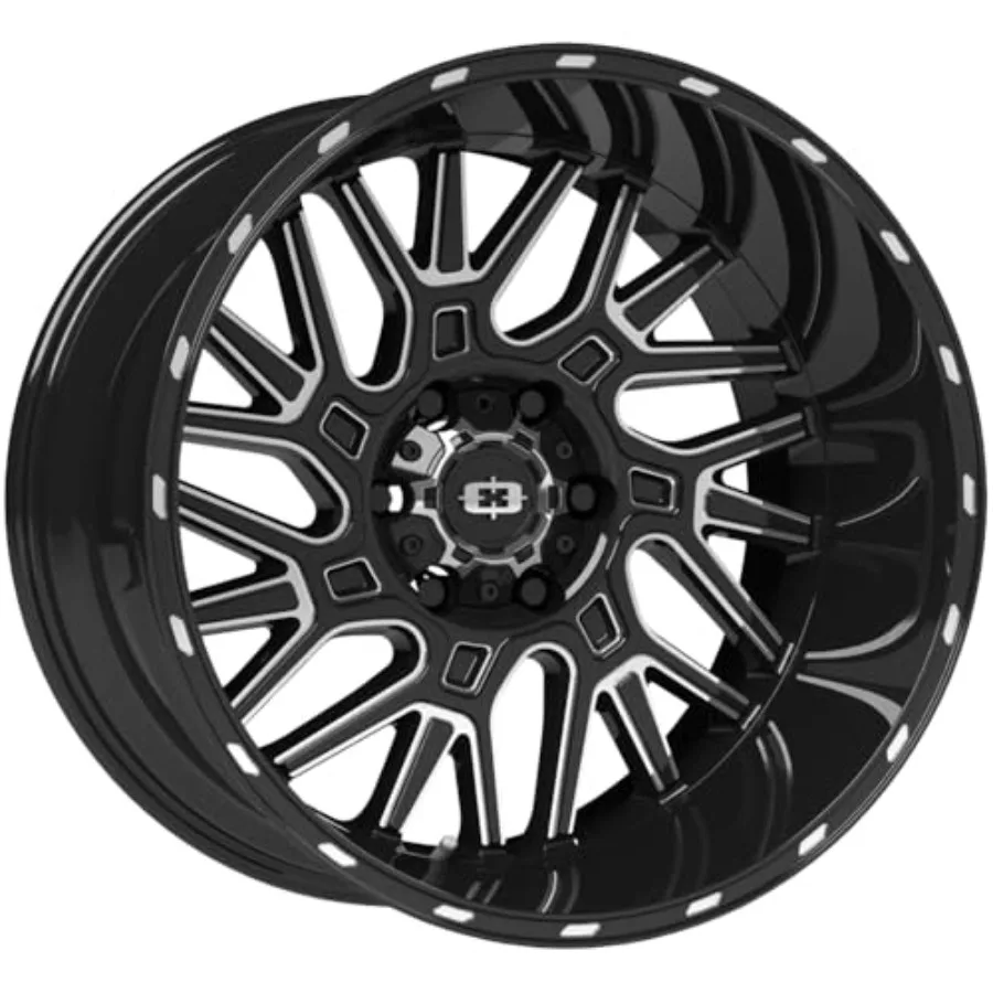 

404 Brawl 22x12 6x5.5 -51mm Black/Milled Wheel Rim 22 Inch