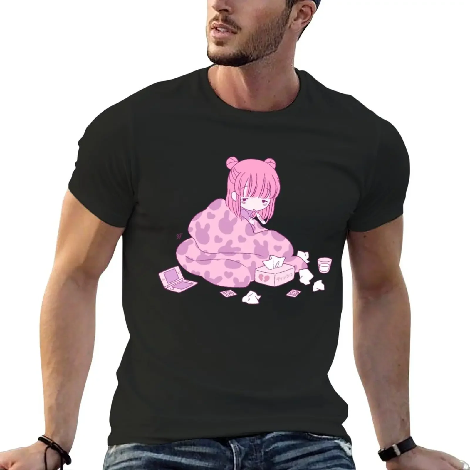 love flu ? blush T-Shirt boys whites kawaii clothes men clothes