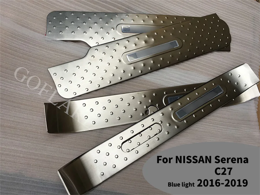 Car Accessories For Nissan Serena C27 2016-2019  LED Door Sill Scuff Plate Sills Protector Welcome Pedal Cover Moulding Sticker