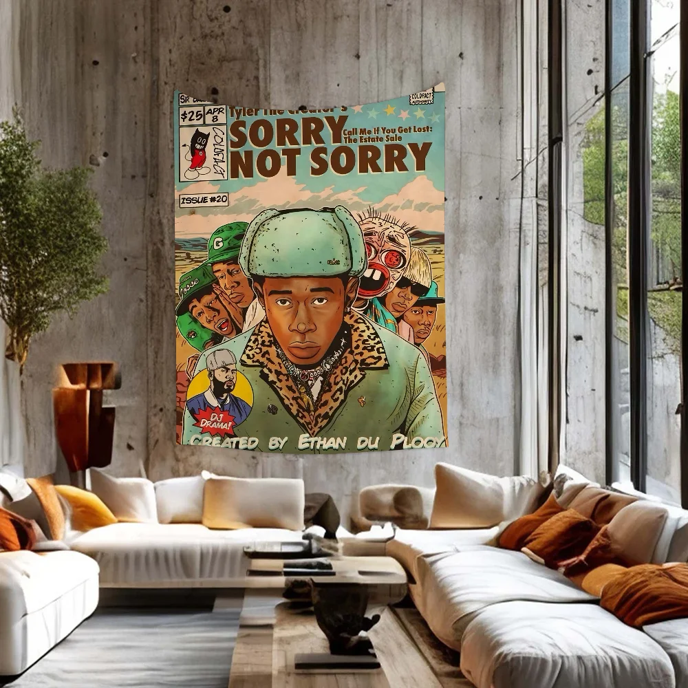 مغني الراب تايلر الخالق الرسم البياني نسيج الفن الخيال العلمي غرفة ديكور المنزل رخيصة الهبي الجدار الشنق