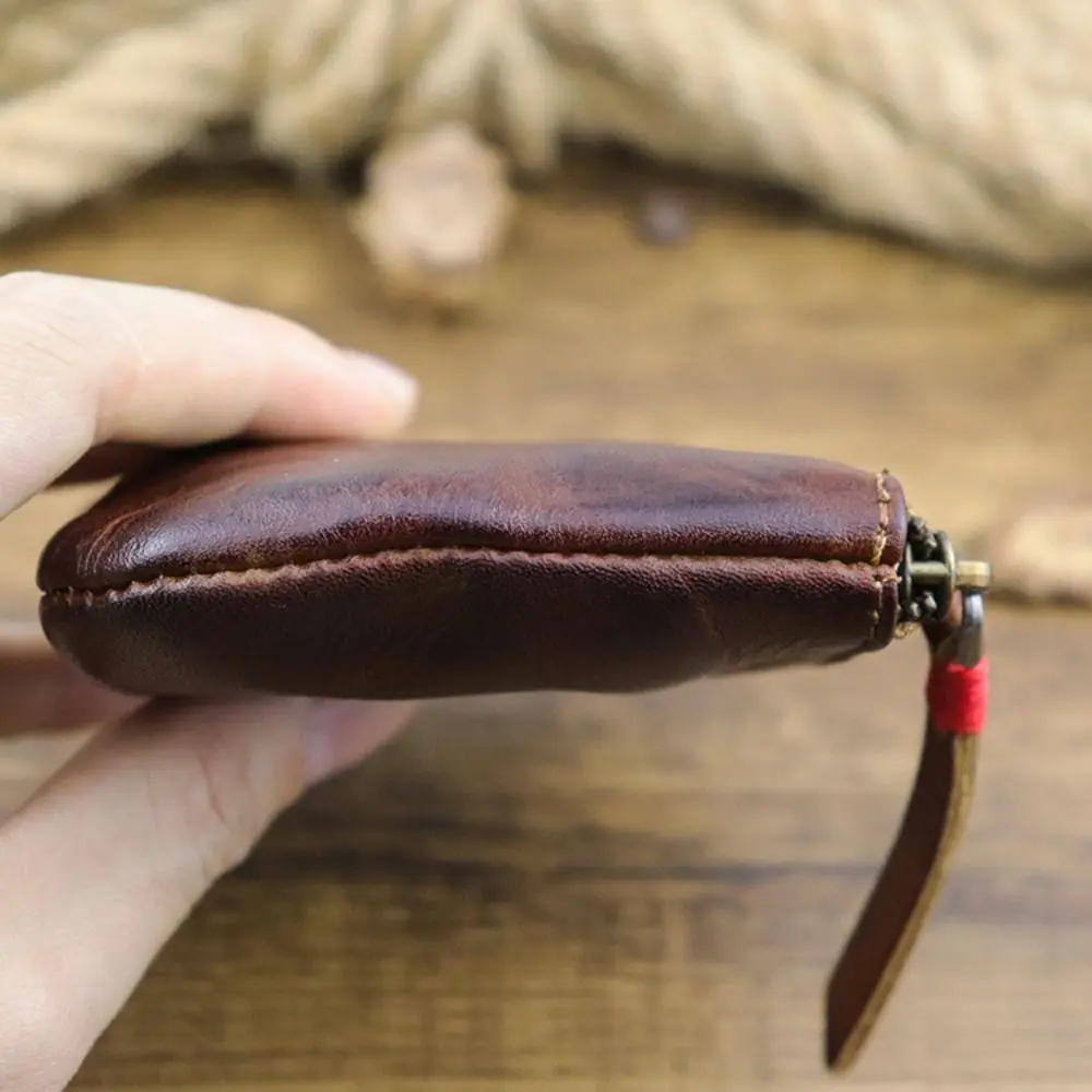 Dompet Koin Kulit Unisex Vintage Buatan Tangan Multi-warna Dompet Resleting Tempat Kartu Kunci Tempat Kartu Tas untuk Wanita & Pria