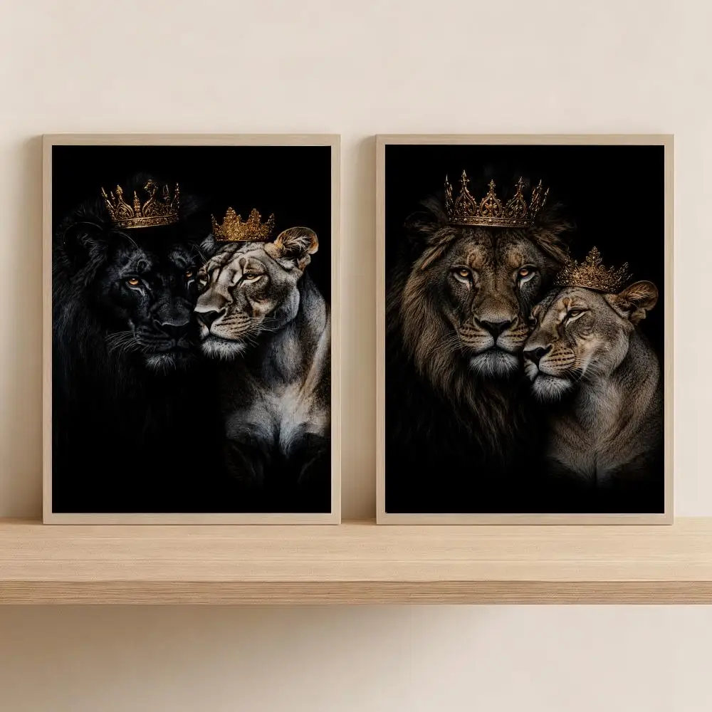 Crown Beast Painting Calligraphy Canvas Wall Art for Bedroom & Living Room Decor | Home Gift Painting