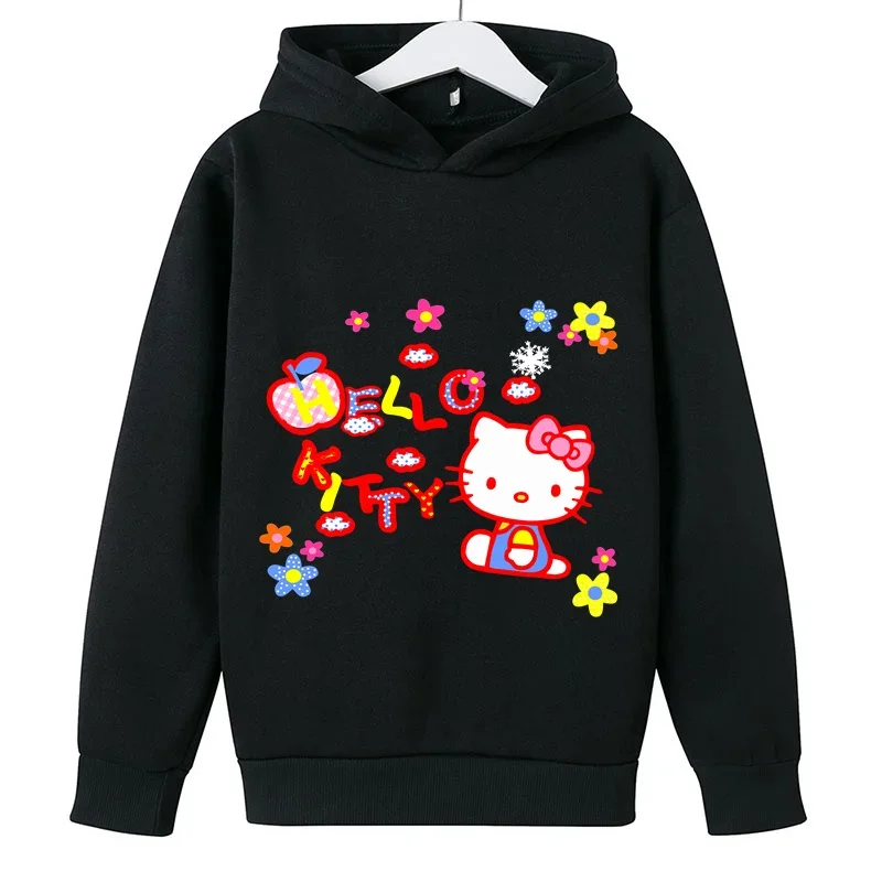 Spring and Autumn 2023 Hello Kitty Hoodie Anime Hello Kitty Hoodie Sweatshirt Kids Coat Baby Boys Girls Clothing