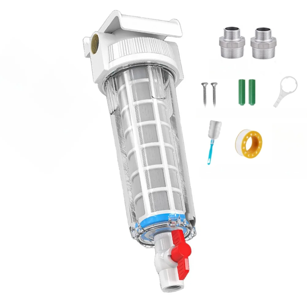 Whole House W'ater F'ilter Pre-Filter Reverse Suction Self Cleaning For Rural Well Tap Water Sediment Removal Plastic White