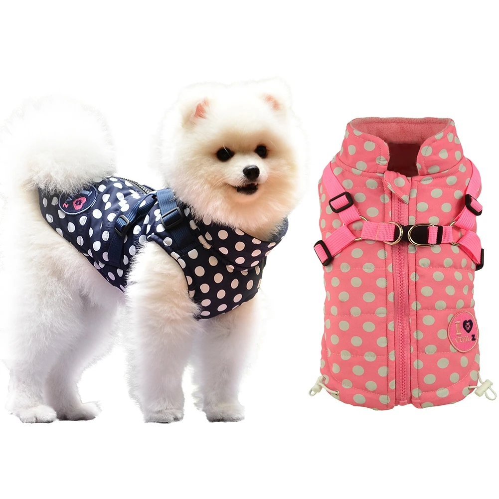 Winter Pet Dog Vest Jacket Clothes Warm Soft XS-XXL Down Jacket with Harness for Small Medium Large Dogs Chihuahua Clothing