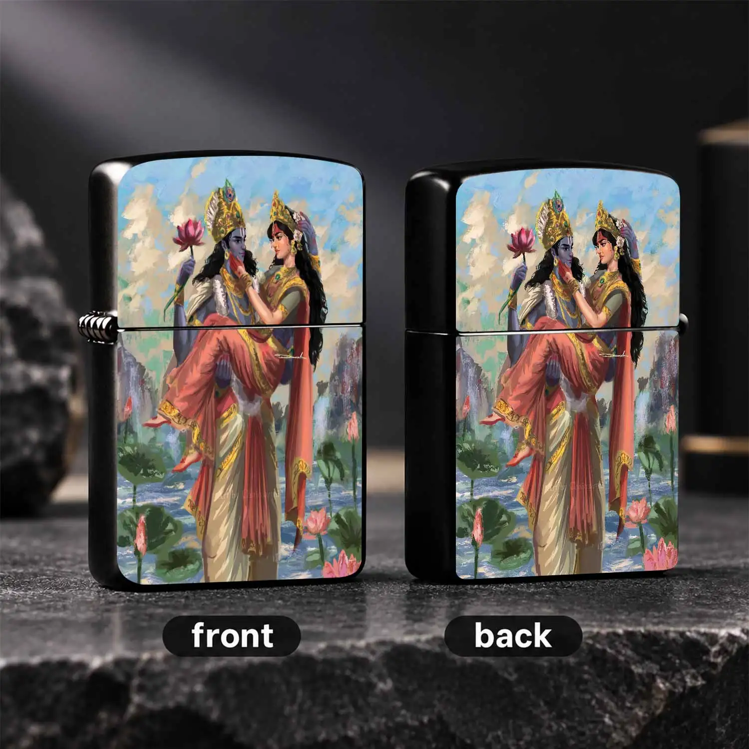 Exquisite Indian Myth Radha Krishna Art Pattern Portable Lighter, Creative Aesthetic Decor Piece, Ideal For Daily Use, Gifting To Hindu Culture Enthusiasts, Collectible Souvenir Suitable For All Scenarios, Unique Stylish Practical Present F