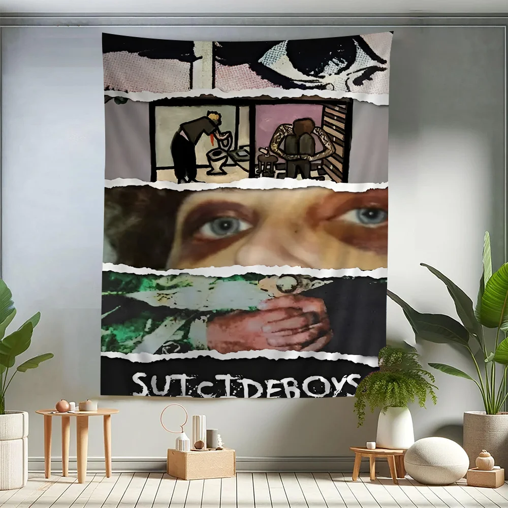 

Singer Suicideboy Anime Colorful Tapestry Wall Hanging Hippie Flower Wall Carpets Dorm Decor Wall Art Decor