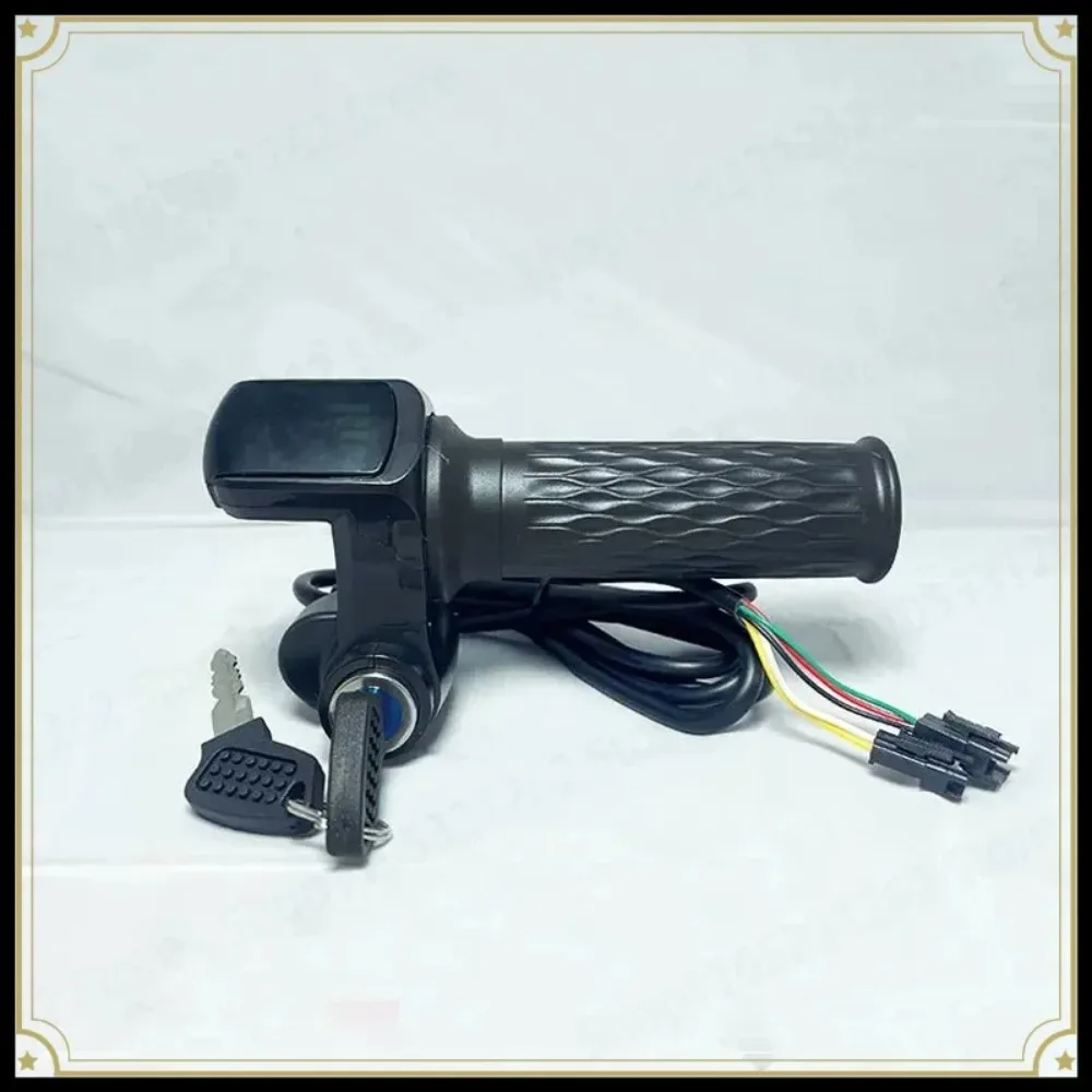 Electric Bike LCD Throttle Speed Control Handle with Battery Indicator 36V 48V Lithium Scooter Replacement Accelerator