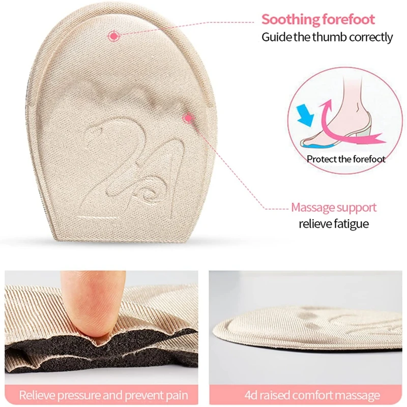 Women High Heel Forefoot Pads Arch Support Self-adhesive Sneaker Shoe Insoles Pain Relieve Half Insert Non-slip Toe Plug Cushion