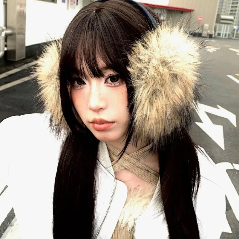 2025 Winter Faux Mink Fur Earmuffs Cold Protection Wind-proof Earplugs Outdoor Keep Warm Brown Plush Ear Cover for Women Men