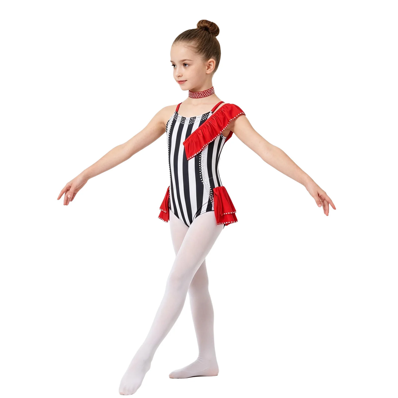 Girls Circus Ringmaster Clown Costume Skating Gymnastics Ballet Jazz Latin Dance Leotard for Halloween Carnival  performance