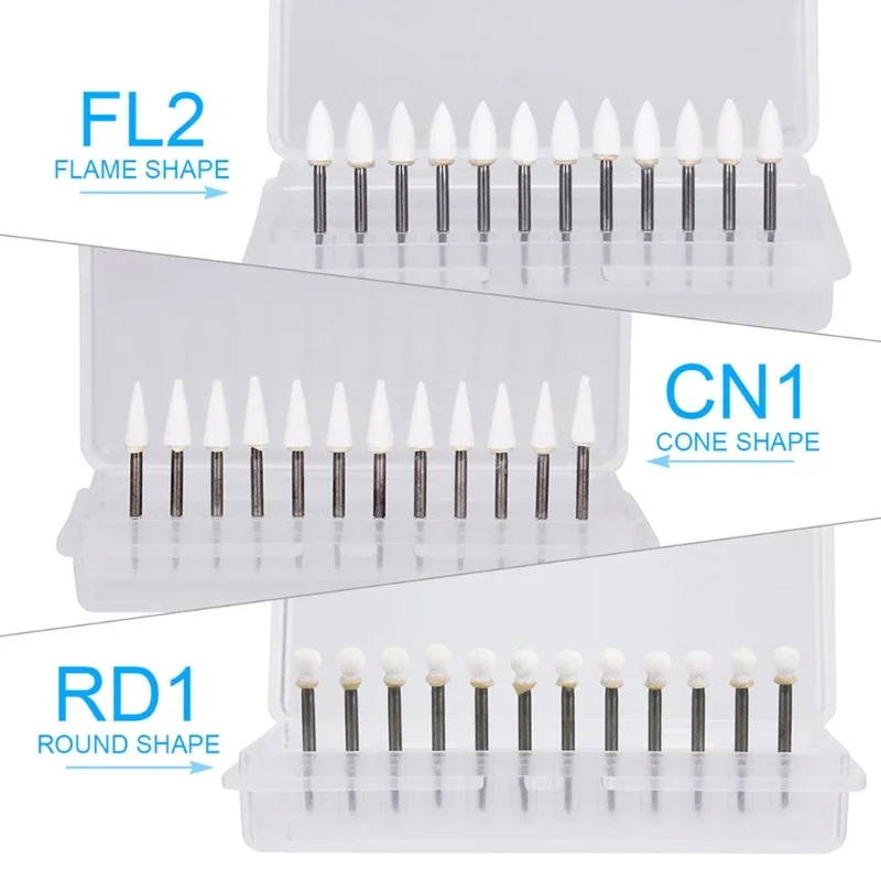 Dental White Stone Polishing Flame Cone Round FG Burs Abrasion Speed Handpiece Dental Laboratory Materials