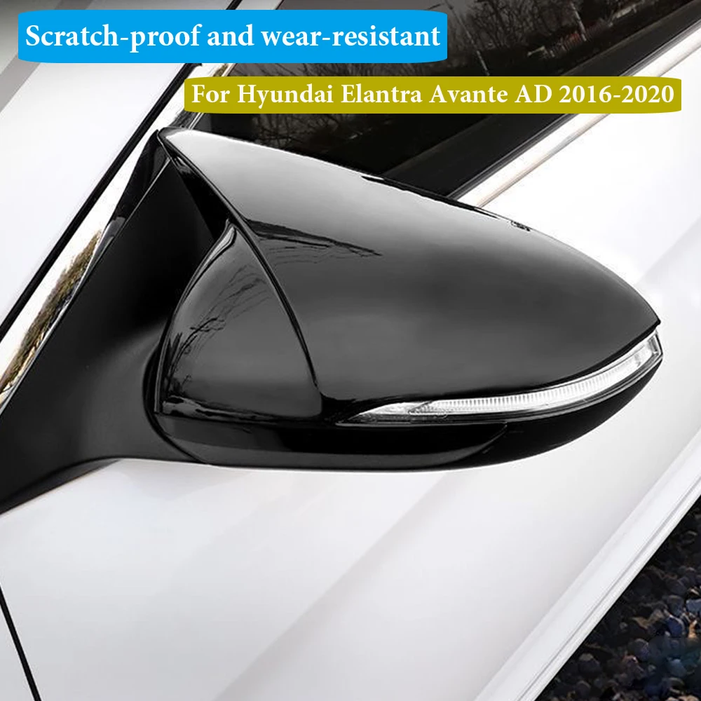 

Side Rear View Mirror Cover Caps Trim Gloss Black Carbon Fiber For Hyundai Elantra Avante AD 2016-2020 Car Exterior Stickers