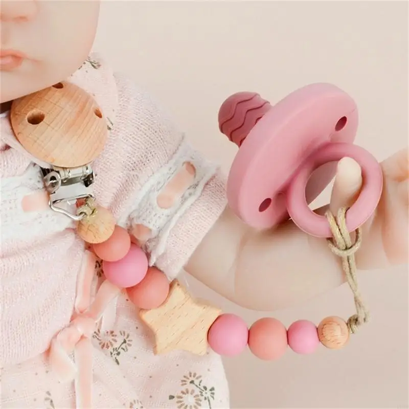 

Pacifier Clip Paci Holder Baby Boys Girls Teething Beads Binky- Clip Teether Toy Best- Gift Idea- for Toddlers L8RB