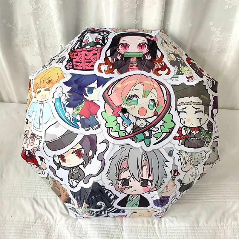 

Истребитель демонов,Версия Q, Kimetsu no Yaiba, Demon Slayer, милый, мультяшный аниме, ветрозащитный, анти-УФ, автоматический компактный зонт от дождя для женщин и мужчин