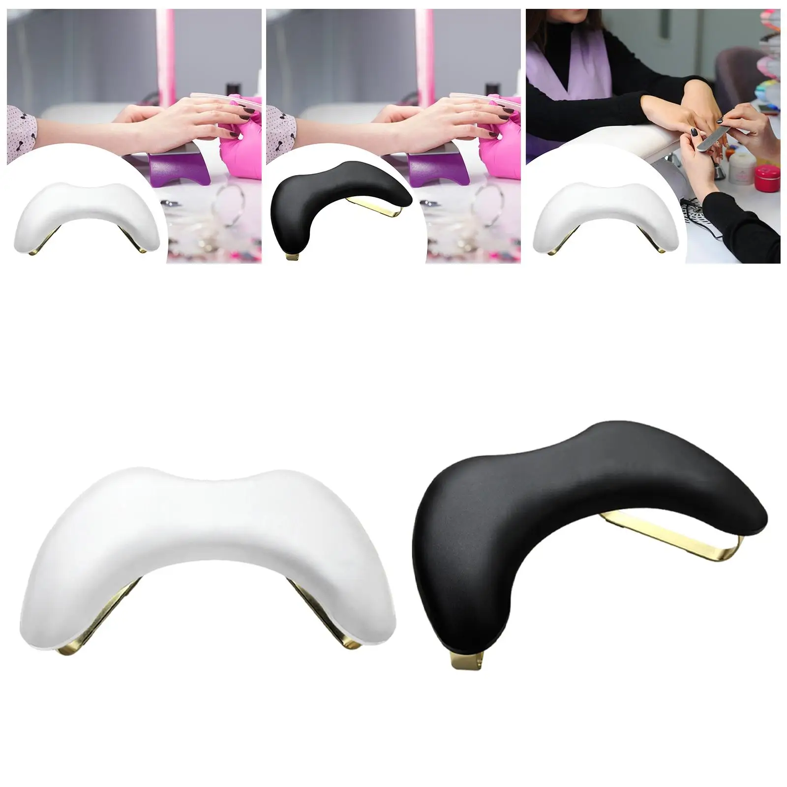 

Nail Arm Rest Hand Wrist Support PU Leather U Shaped Manicure Pillow Portable Metal Legs Manicure Hand Cushion for Acrylic Nails