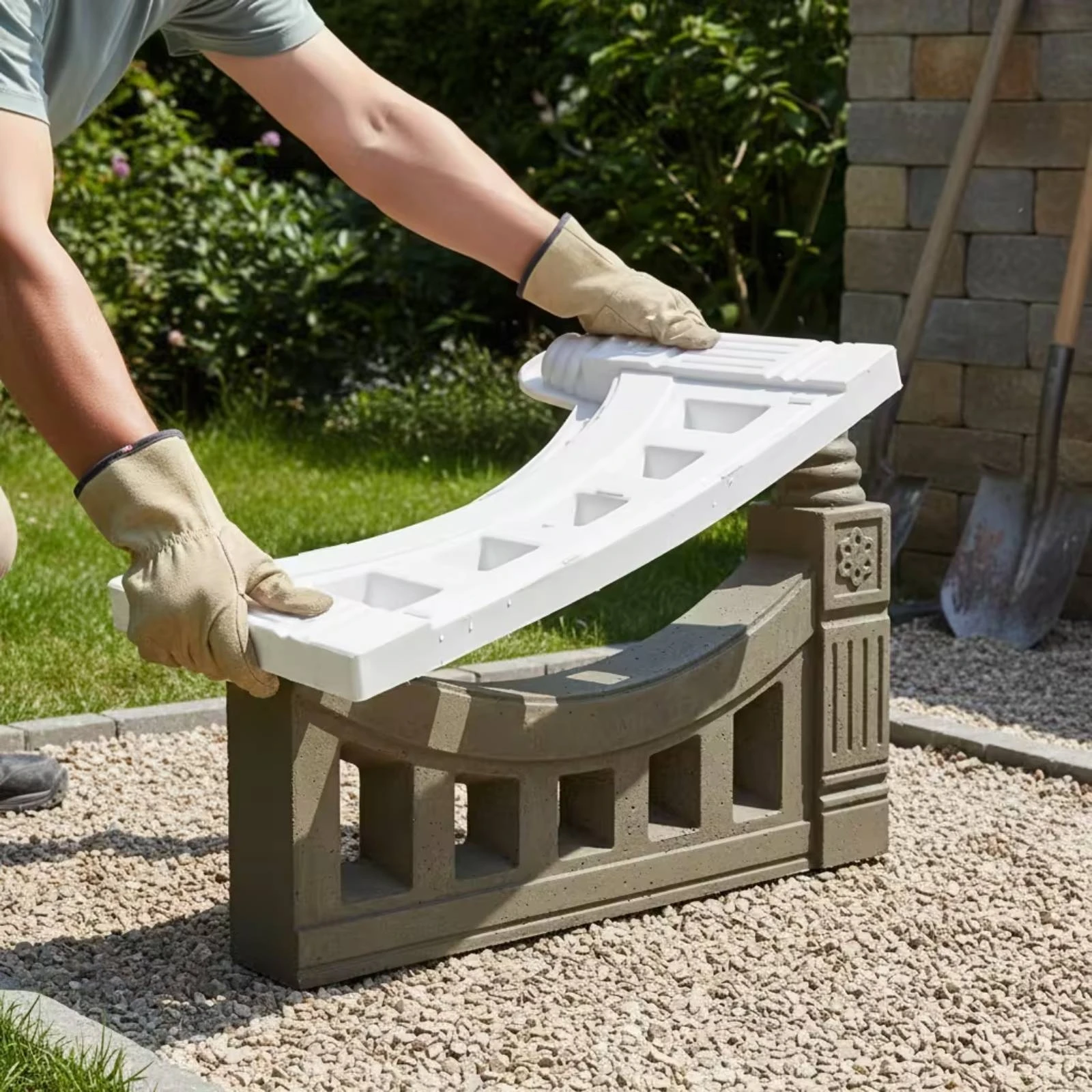 Edging Brick Mold with Five Holes Reusable Concrete Brick Edging Mold Heavy Duty Decorative for Gardeners, Courtyard, Pathway