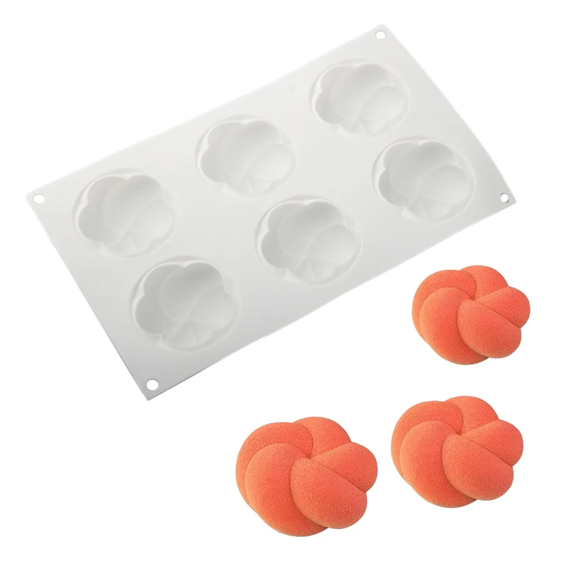 6-Cells Round 5 Petal Twisted Mousse Cake Molds French Mousse Dessert Moulds Food Grade Silicone Molds Kitchen Cake Baking Tools