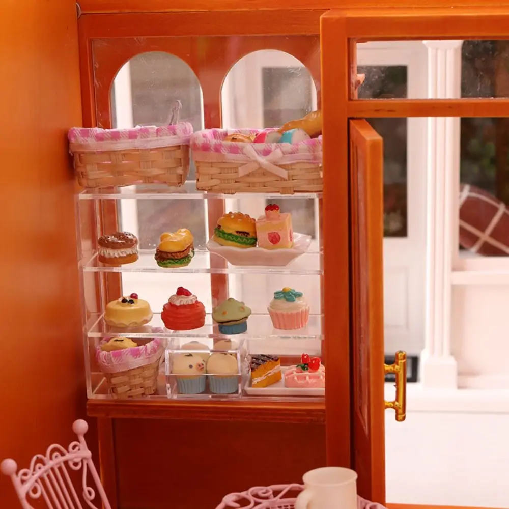 Transparent Dollhouse Storage Shelf Storage Rack Acrylic Miniature Cupboard Rack Furniture Empty Doll Display Cabinet