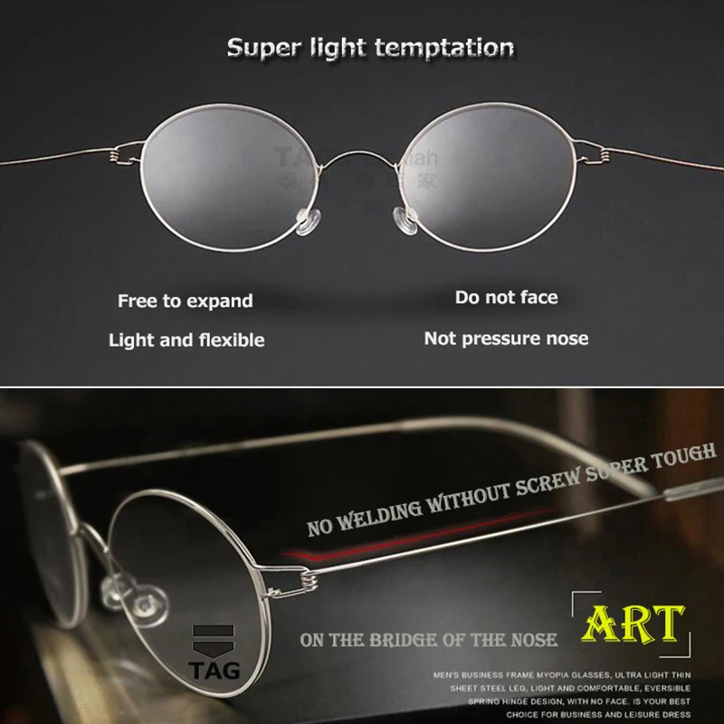 Sunglasses Men Round Glasses Frame Men Women Korea Eyeglass Frames Titanium Brand Eyewear Retro Ultralight Eyeglasses Sun glasse