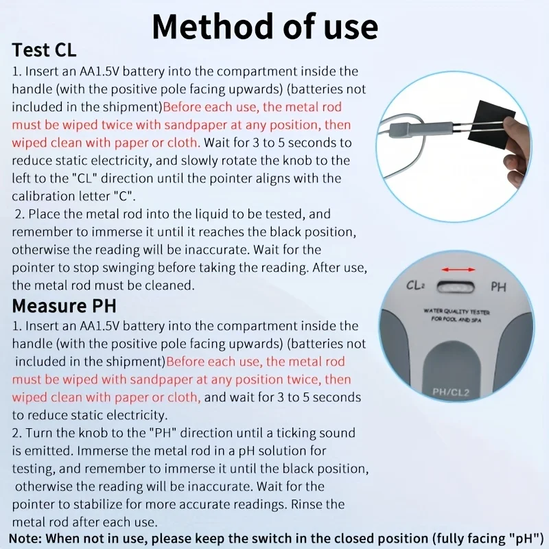 2 in 1 PH Chlorine Tester CL2/pH Dual Parameter Portable Digital Water Test Pen for Swimming Pool Drinking Water  Quality Tester