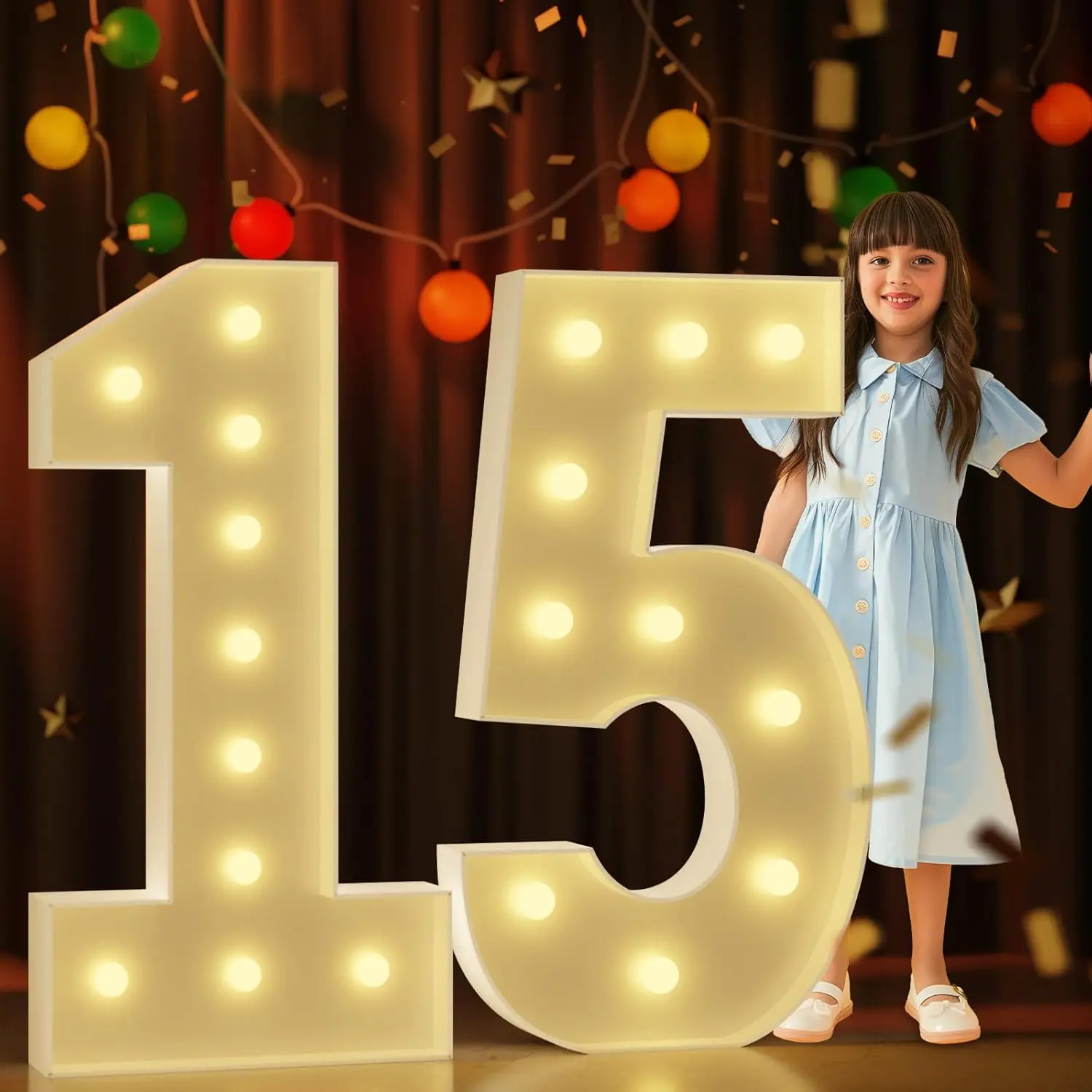 4FT/3.3FT DIY Marquee Light Up Numbers for 18th 21th Birthday Decor Mosaic Numbers for Balloons Anniversary Party Foam Board Kit