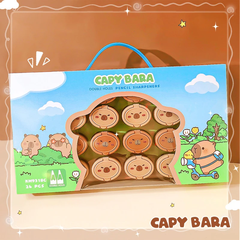 2Pcs Cute Cartoon Capybara Double-Hole Pencil Sharpener Kawaii Mini Pencil Sharpener Students Prizes Student Stationery Gifts