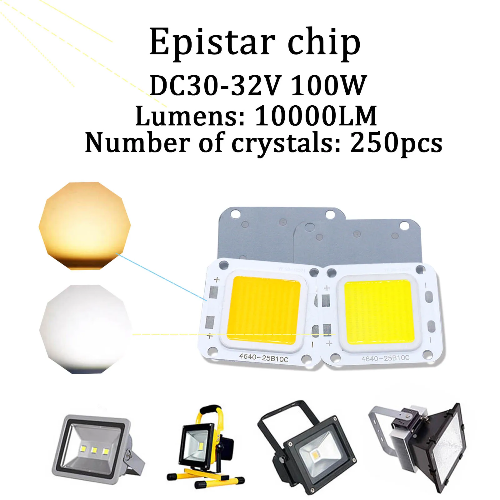 5Pcs/Lot High Power10000mA LED COB Chips 100W Light Bead SMD DIY For LED Bulb Cold Warm White FloodLight Spot Light Portable LED