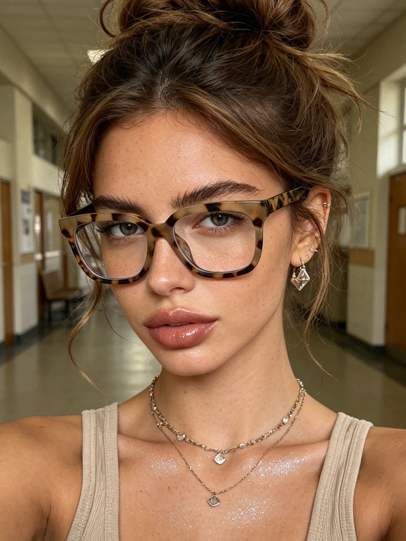1pc square frame glasses, simple atmosphere, basic frame, suitable for daily makeup glasses, the same style for men and women