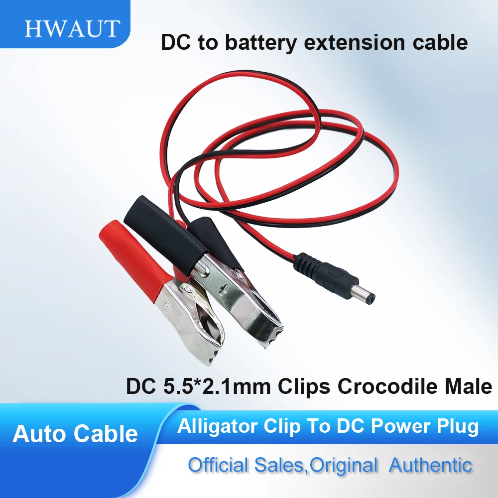 DC5521 to Alligator Clips with 5.5*2.1mm DC Male Connector for Car Battery Power Supply DIY Outdoor Camping Lights with 1m Cable