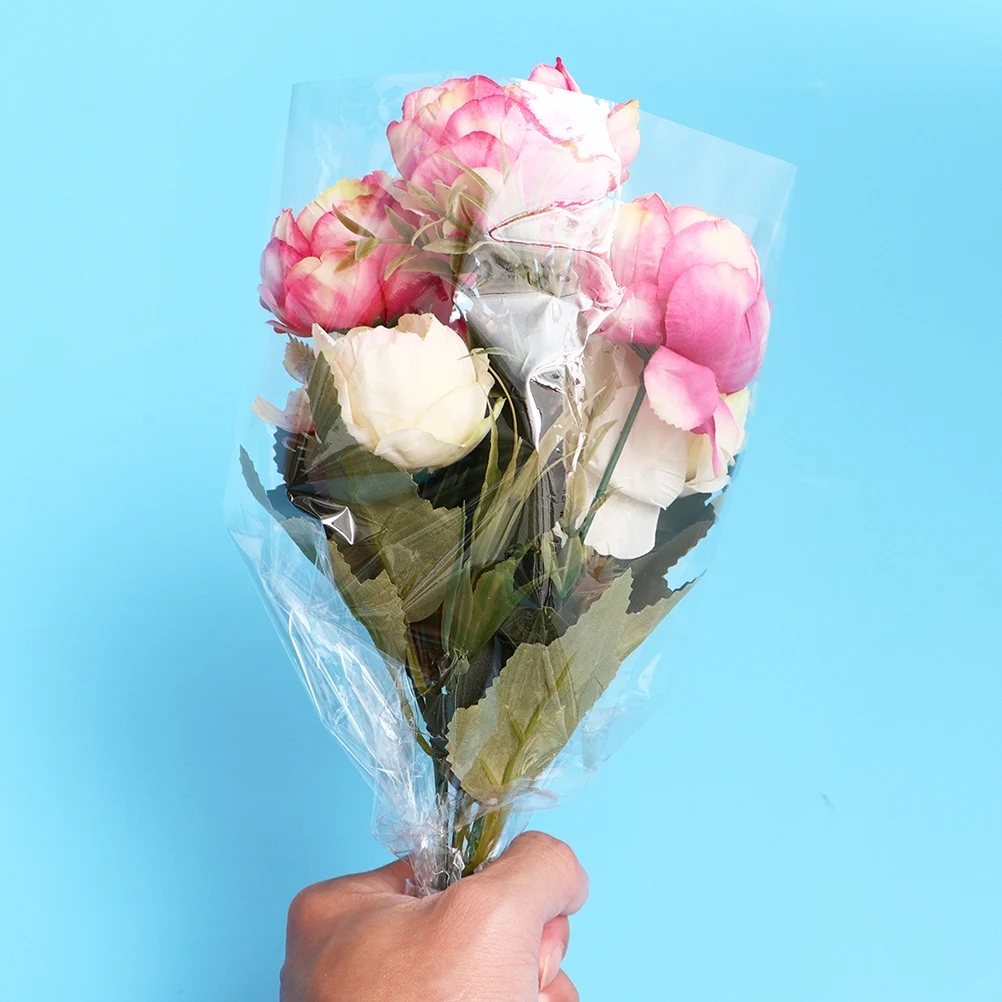 

100 Pcs Transparent Glass Paper Gift Wrapping Birthday Party Favors Wedding Flower Bouquet Packaging Craft Decorative