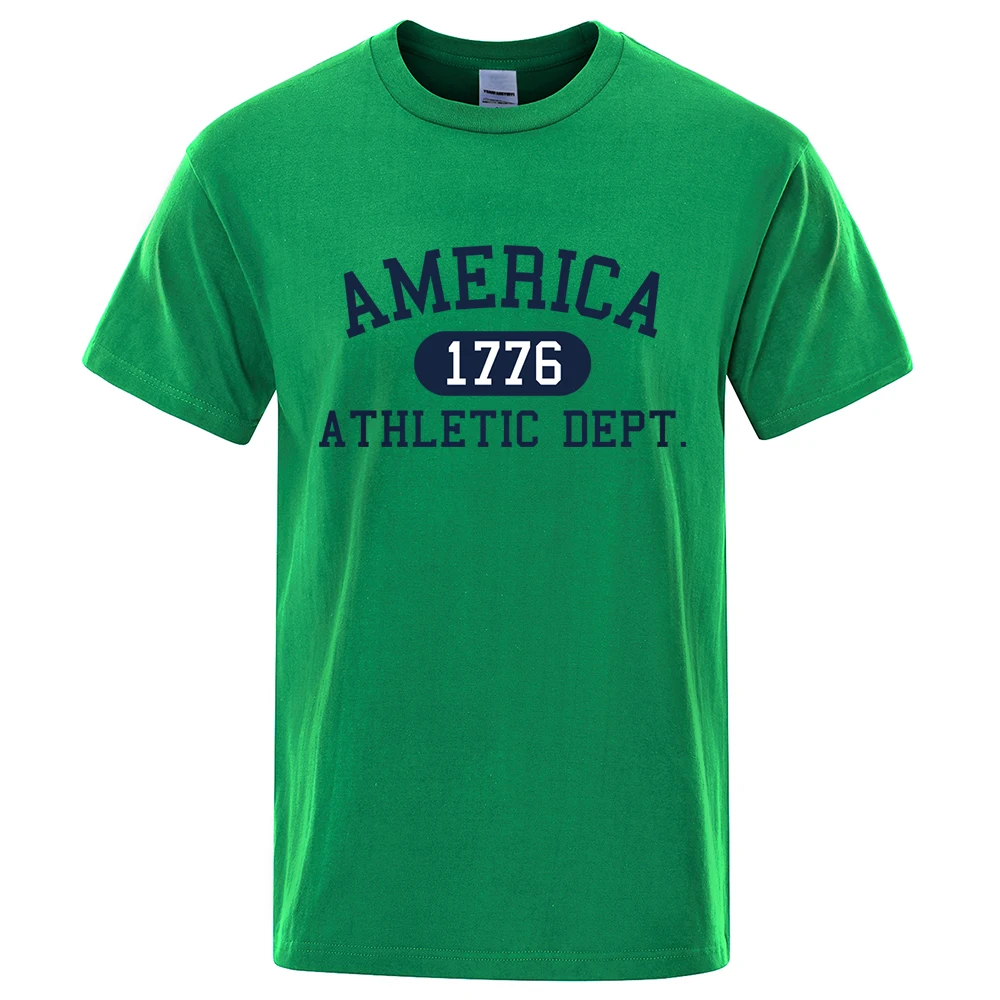 America 1776 Athletic Dept Letter Tshirt Man Fashion Tee Clothes Summer Luxury T-Shirt Hop Breathable Cotton Tee Clothes