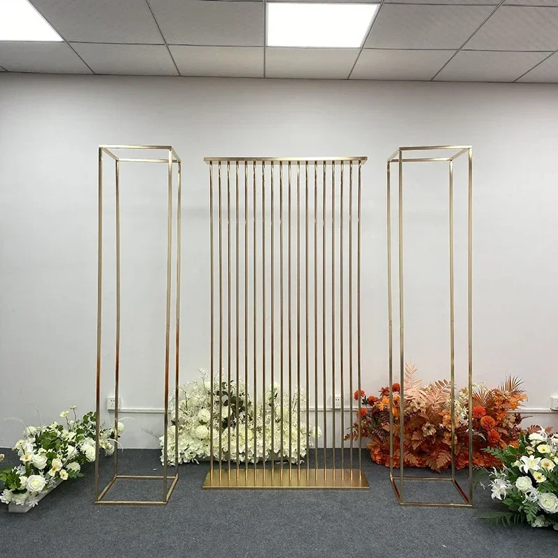 2M Gold-Plated Rectangular Screen Iron Arch Frame Wedding decoration Indoor Outdoor Stage Party Event Supplies Road lead Stand