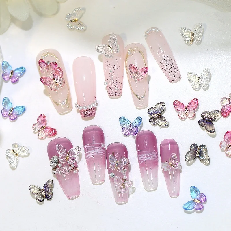 

20pcs 3D Nail Art Charms Aurora Elf Butterfly Nails Accessories Crystal Glitter Butterfly Rhinestone Manicure Jewelry Decoration