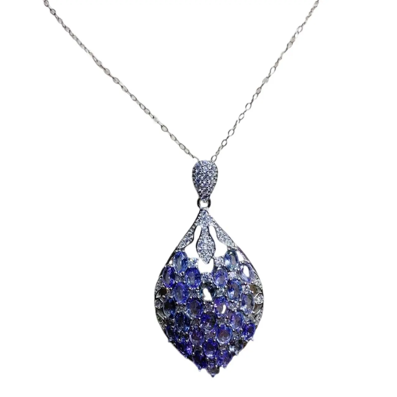 

ZECAA S925 Tanzanite Fine Jewelry Pendant With Natural Tanzanite Gemstone 3*4mm Lady S925 Silver Tanzanite Pendant For Woman