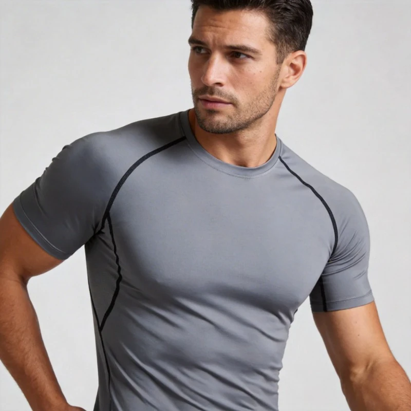 

Летняя быстросохнущая дышащая мужская футболка для бега на открытом воздухе, для фитнеса и спорта, с коротким рукавом, повседневная, с круглым вырезом, оверсайз, на каждый день