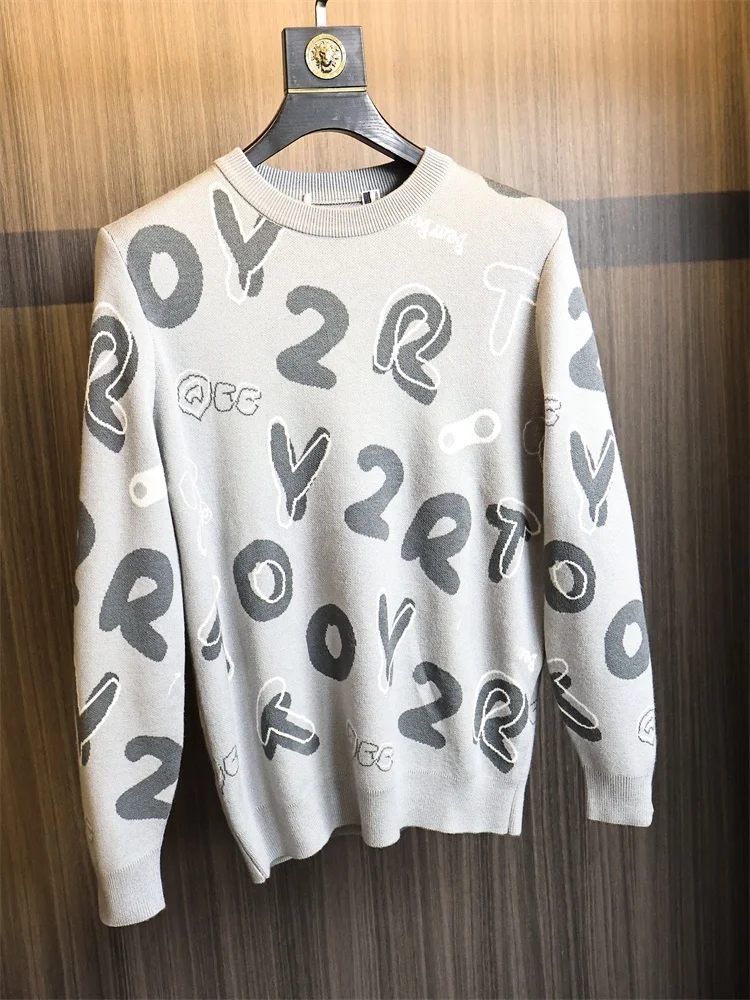 

Thiened round Ne Knitted Sweater for Men Faionable Autumn Winter Warm Color Flat Weave Texture Comfortable Casual...