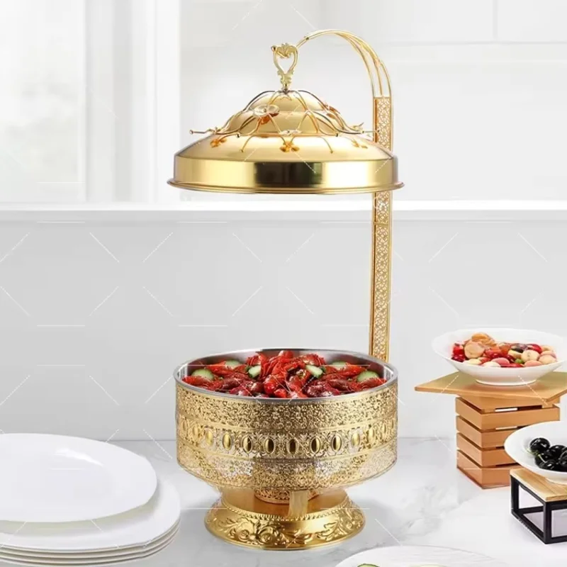 bang for your buck Wedding Catering Equipment Golden Hot Pot Plate Buffet Set Hot Pot Food Heater Set Cut Vegetables