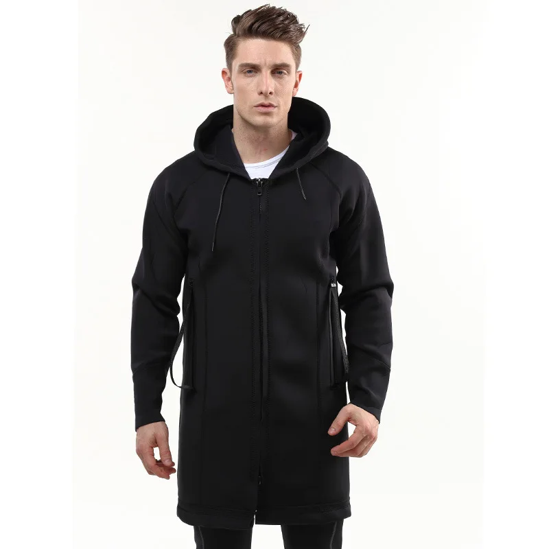 New Neoprene 2MM Hooded Diving Windbreaker Men's Warm Swimsuit Cold-proof Windproof Rainproof Snorkeling  Jacket Long Coat