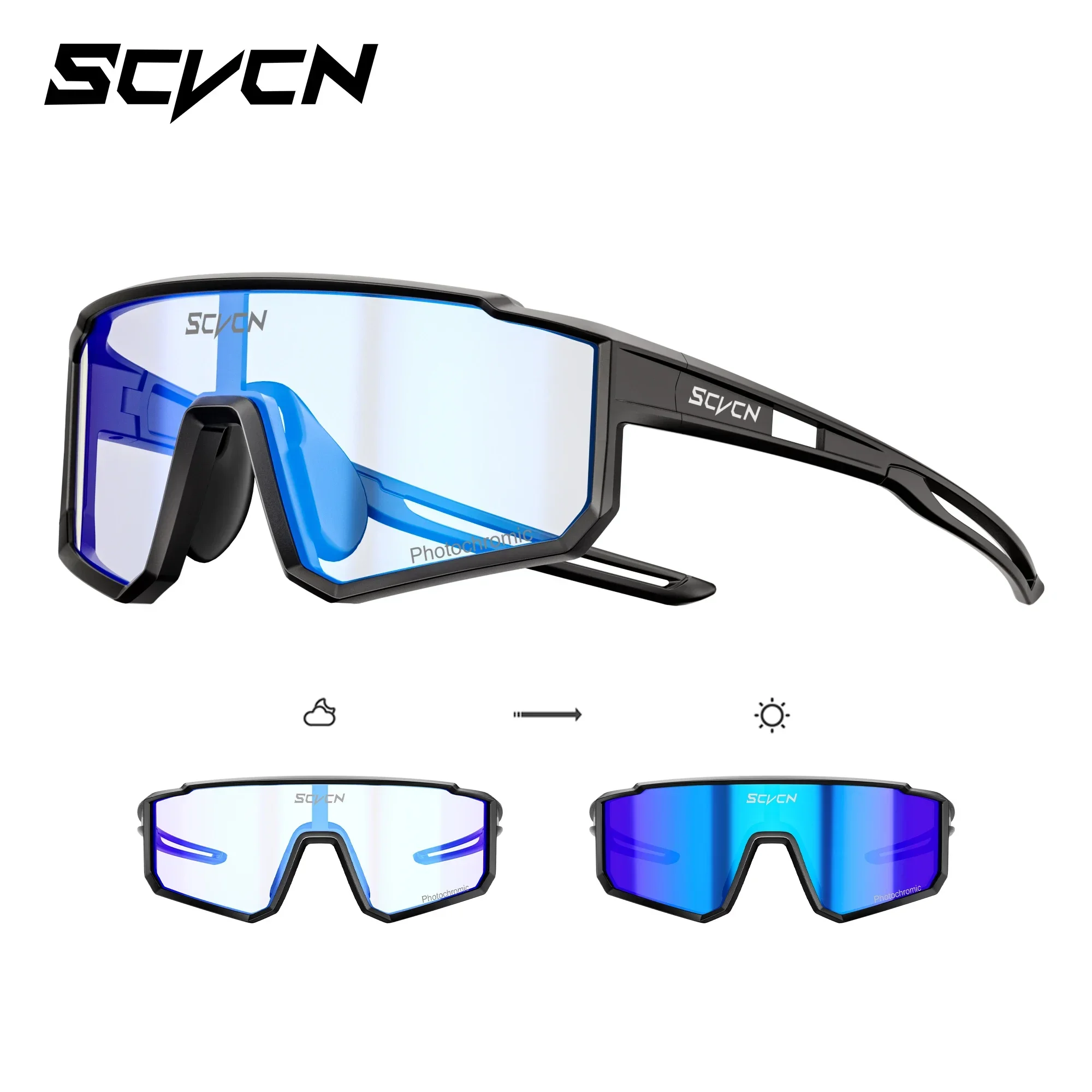SCVCN Kinder Mode-Sonnenbrille Photochrom UV400 Baseball-Brille Fahrradbrille für Jungen Mädchen Camping Wandern Eyewear 2026